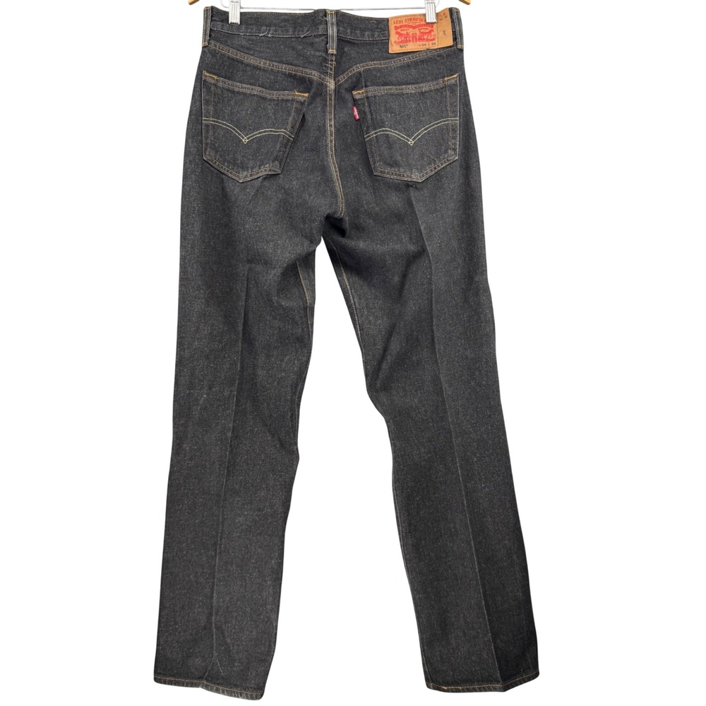 Levi's 501 Original Fit Jeans Mens 34x34 Black Straight Leg Button Fly Denim